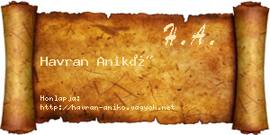 Havran Anikó névjegykártya